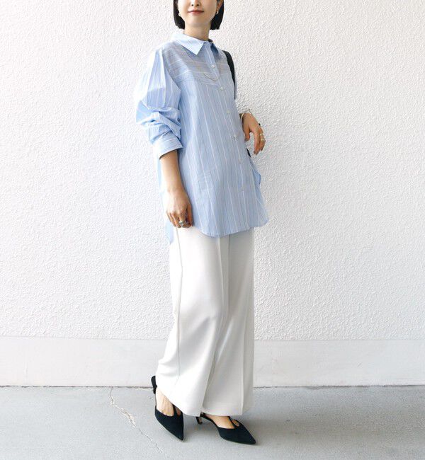 SHIPS for women「【WEB限定】〈洗濯機可能〉アシンメトリー ストライプ シャツ」|シャツ・ブラウス|