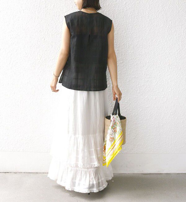 SHIPS for women「〈手洗い可能〉シアー チェック ジャカード ノースリーブ ブラウス」|シャツ・ブラウス|