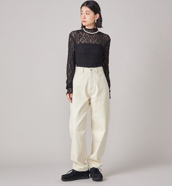 SHIPS for women「SHIPS NINE CASE:〈手洗い可能〉シアー レース ハイネック プルオーバー」|Tシャツ・カットソー|