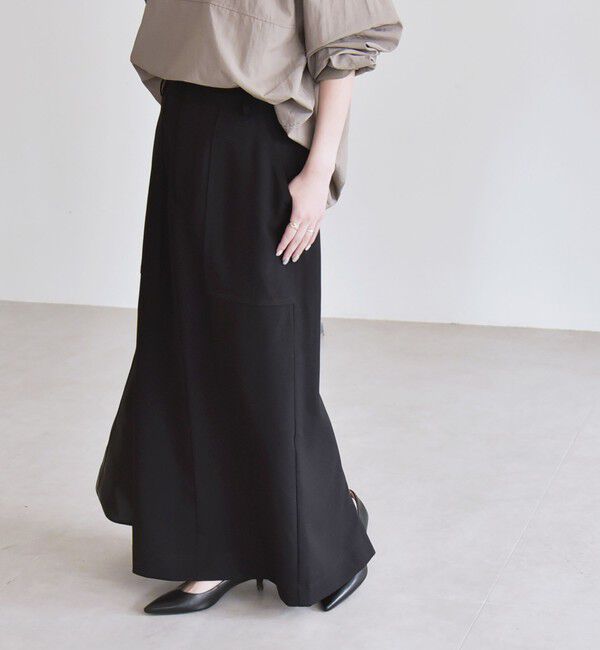 quaranciel「quaranciel:〈洗濯機可能〉ウーステッド ステッチ Iライン ロング スカート」|スカート|