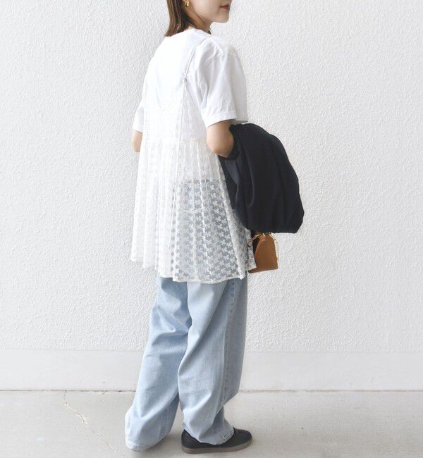 SHIPS for women「〈手洗い可能〉フラワー チュール 刺繍 チュニック ワンピース」|チュニック|