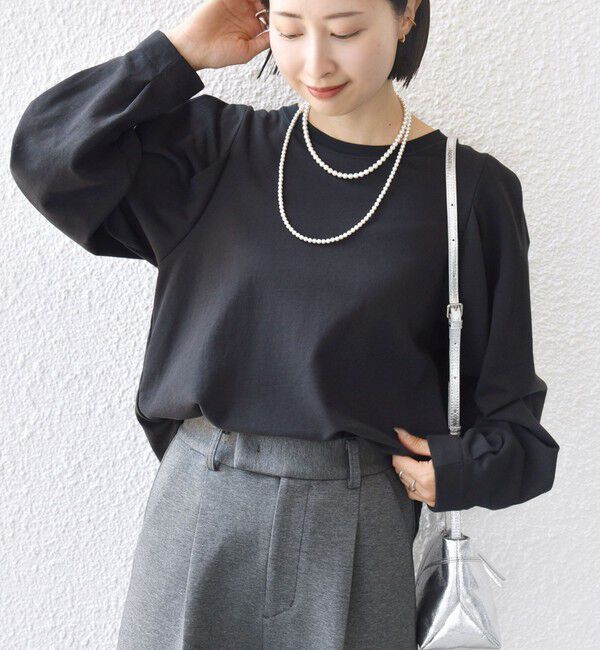 SHIPS for women「DEPEND インレー タック デザイン プルオーバー」|Tシャツ・カットソー|ブラック