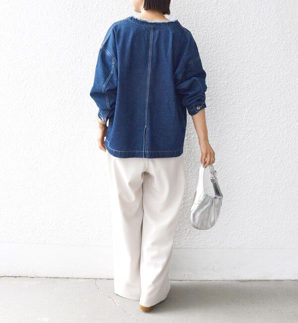 SHIPS for women「【WEB限定】〈洗濯機可能〉ノーカラー デニム カバー オール」|デニムジャケット|