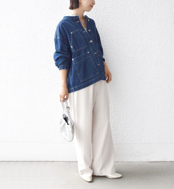 SHIPS for women「【WEB限定】〈洗濯機可能〉ノーカラー デニム カバー オール」|デニムジャケット|
