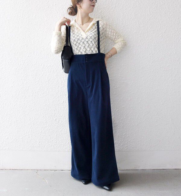SHIPS any「SHIPS any:〈手洗い可能〉コーデュロイ サスペンダー付 ハイウエスト ワイド パンツ」|その他|