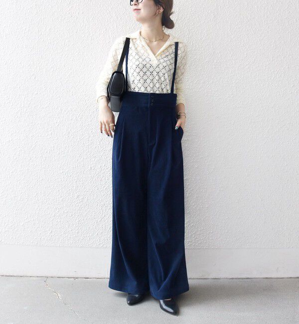 SHIPS any「SHIPS any:〈手洗い可能〉コーデュロイ サスペンダー付 ハイウエスト ワイド パンツ」|その他|