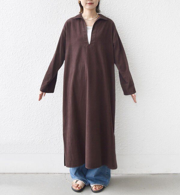SHIPS for women「【WEB限定】〈洗濯機可能〉スキッパー コーデュロイ ワンピース」|ワンピース|