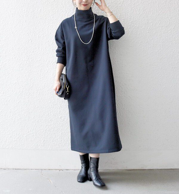 SHIPS any「SHIPS any:〈洗濯機可能〉裏起毛 リブ ハイネック ワンピース」|ワンピース|