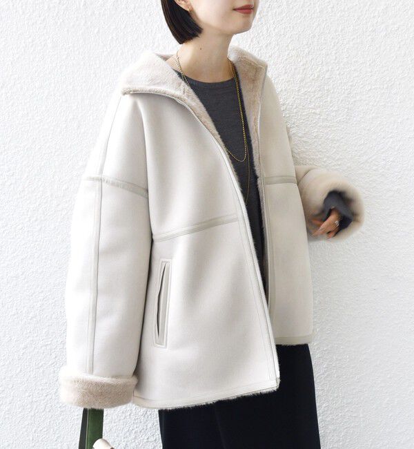 SHIPS for women「フェイク ムートン ジップ コート」|その他|