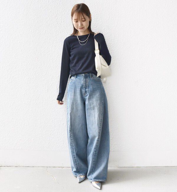 SHIPS for women「〈洗濯機可能〉ラメ クルーネック 長袖 ニット」|ニット・セーター|