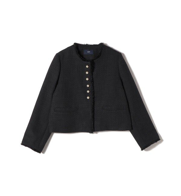 SHIPS for women「トライスピン 杢 ツイード パール モチーフ ボタン ジャケット（セレモニー対応可）」|ノーカラージャケット|
