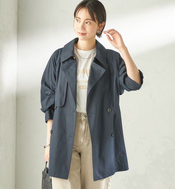 SHIPS for women「〈撥水加工〉バック ギャザー ドロスト ミディ丈 トレンチ」|トレンチコート|