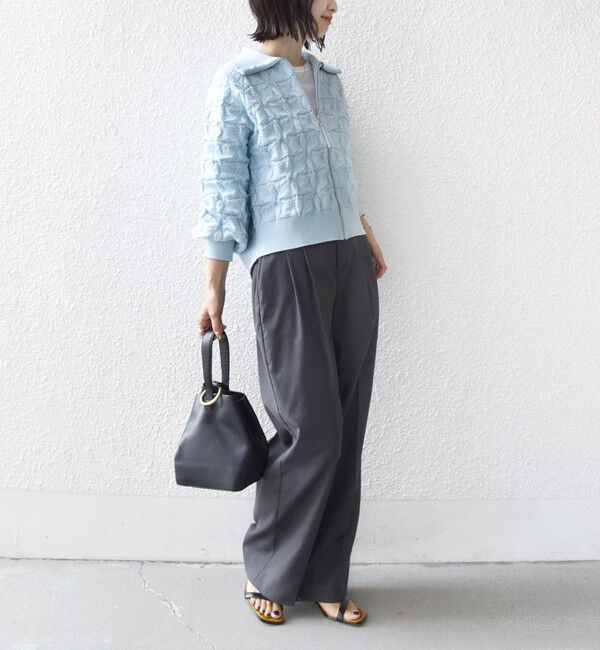 SHIPS for women「【WEB限定】〈手洗い可能〉フラワー ジャカード ジップ カーディガン」|カーディガン|