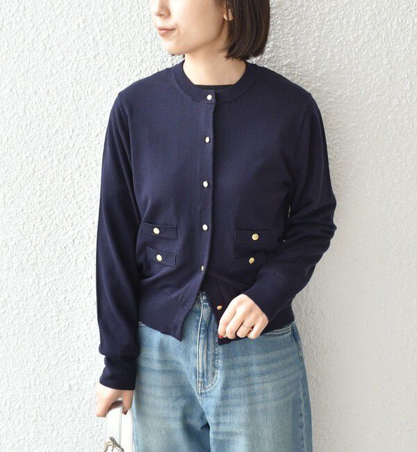 SHIPS Colors 「SHIPS Colors:〈接触冷感・手洗い可能〉14ゲージ クルーネック カーディガン◇」|カーディガン|