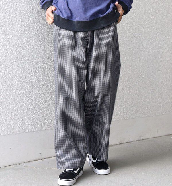 SHIPS any「SHIPS any:〈洗濯機可能〉マイクロ チェック イージー パンツ(セットアップ対応)◇」|チノ|