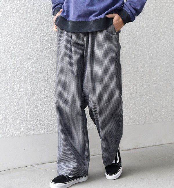 SHIPS any「SHIPS any:〈洗濯機可能〉マイクロ チェック イージー パンツ(セットアップ対応)◇」|チノ|