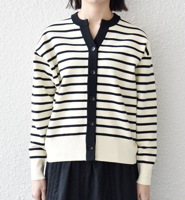 SHIPS any「《一部追加予約》SHIPS any:〈手洗い可能〉バイカラー スキッパー ニット カーディガン」|カーディガン|