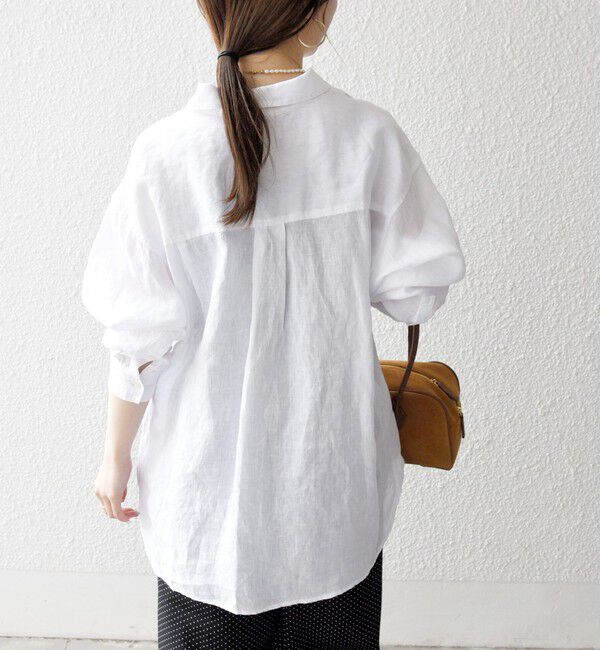 SHIPS any「《予約》SHIPS any:〈洗濯機可能〉リネン レギュラーカラー ルーズ 刺繍 シャツ」|シャツ・ブラウス|