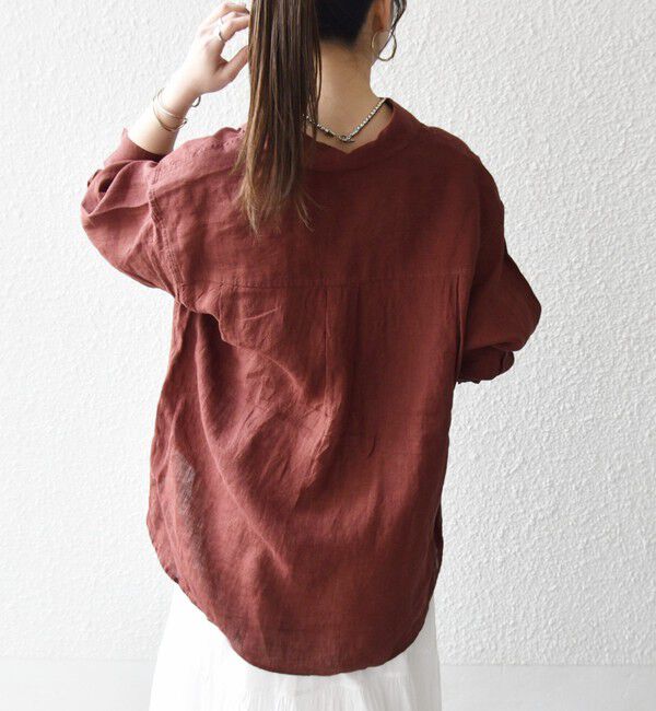 SHIPS any「《予約》SHIPS any:〈洗濯機可能〉リネン レギュラーカラー ルーズ 刺繍 シャツ」|シャツ・ブラウス|