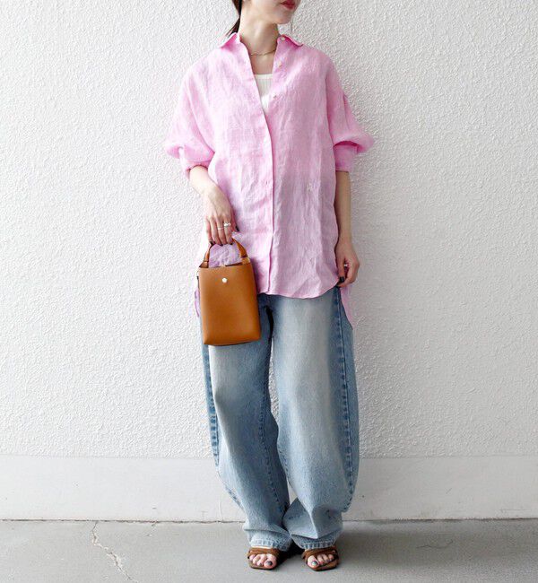 SHIPS any「《予約》SHIPS any:〈洗濯機可能〉リネン レギュラーカラー ルーズ 刺繍 シャツ」|シャツ・ブラウス|