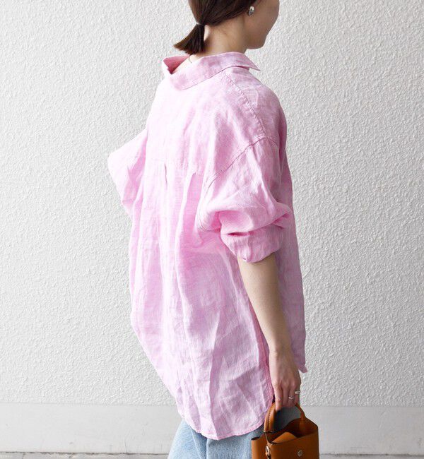 SHIPS any「《予約》SHIPS any:〈洗濯機可能〉リネン レギュラーカラー ルーズ 刺繍 シャツ」|シャツ・ブラウス|