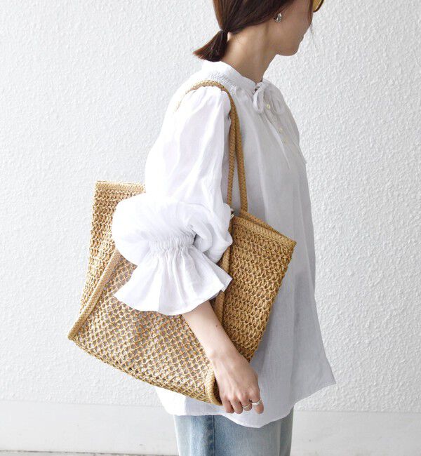 SHIPS any「《予約》SHIPS any:〈洗濯機可能〉リネン ボリューム スリーブ フレア ブラウス」|シャツ・ブラウス|