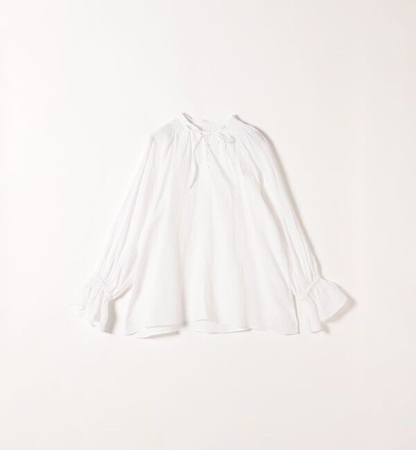 SHIPS any「《予約》SHIPS any:〈洗濯機可能〉リネン ボリューム スリーブ フレア ブラウス」|シャツ・ブラウス|
