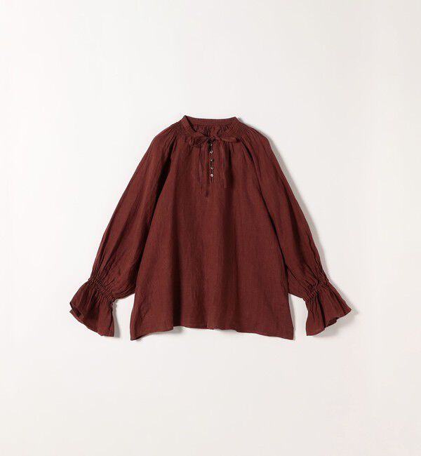 SHIPS any「《予約》SHIPS any:〈洗濯機可能〉リネン ボリューム スリーブ フレア ブラウス」|シャツ・ブラウス|