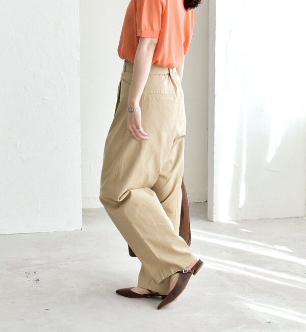 quaranciel「《予約》quaranciel:〈洗濯機可能〉コットン ベルト ハイウエスト テーパード パンツ」|チノ|