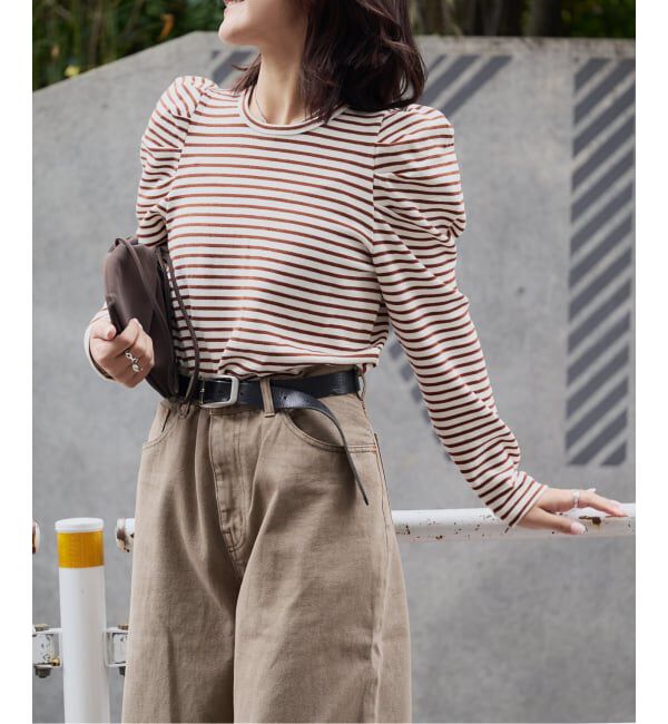 OUTDOOR PRODUCTS Usual Things「WEB限定カラーあり ボリュームスリーブボーダープルオーバー」|Tシャツ・カットソー|