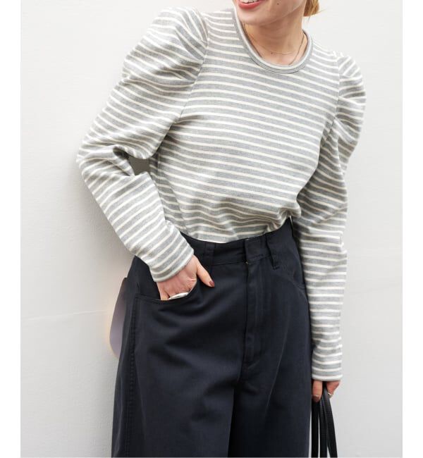 OUTDOOR PRODUCTS Usual Things「WEB限定カラーあり ボリュームスリーブボーダープルオーバー」|Tシャツ・カットソー|グレーA