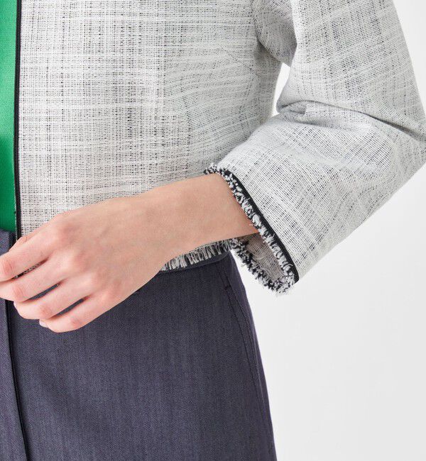 Ballsey「ロングスラブツイード クルーネックジャケット」|ノーカラージャケット|