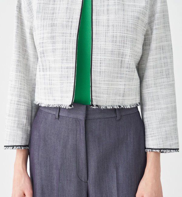 Ballsey「ロングスラブツイード クルーネックジャケット」|ノーカラージャケット|