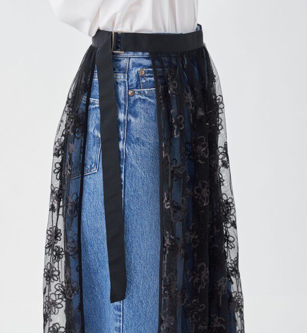 MACPHEE「メッシュスパンコール ラップスカート」|スカート|