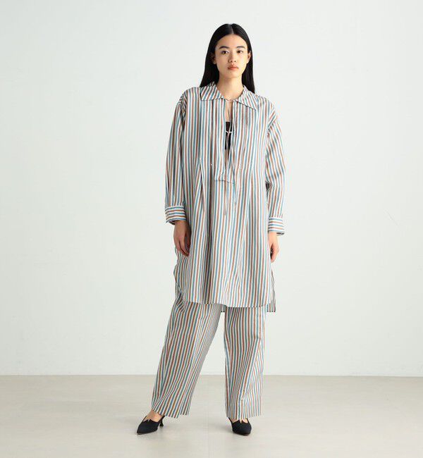 BACCA「ウォッシャーシルク ギャザードワイドパンツ」|チノ|