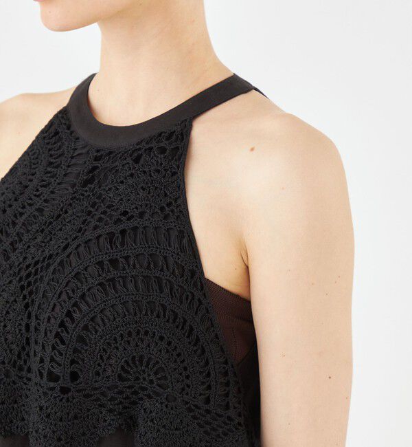 MACPHEE「レイヤードクロシェ ホルターネックワンピース」|ワンピース|