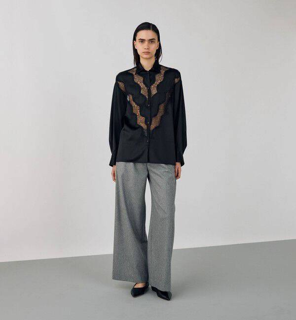 DES PRES「シルクストレッチサテン  レギュラーカラーシャツ」|シャツ・ブラウス|