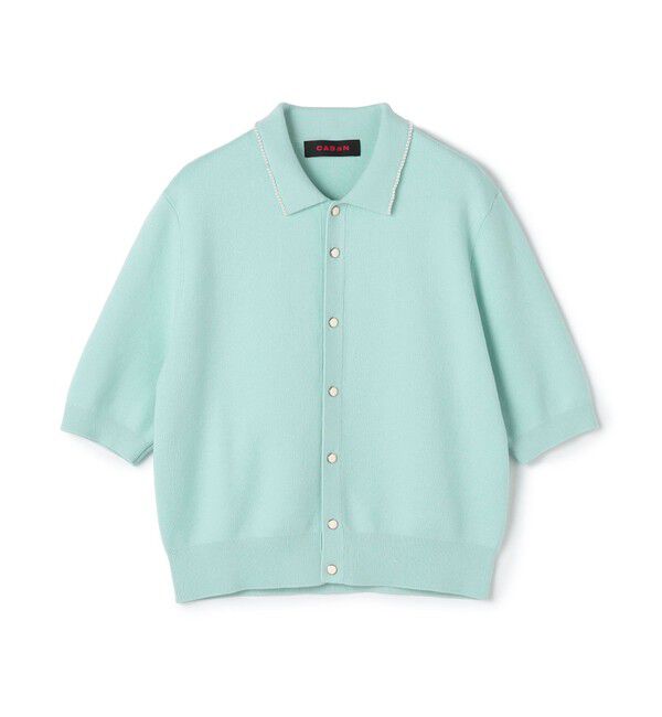 CABaN「コットンカシミヤ パールポロカーディガン」|カーディガン|62 ライトブルー系