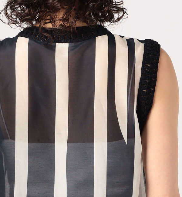 DES PRES「コットンシルクローンストライプ スリーブレスジレ」|シャツ・ブラウス|