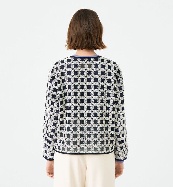 Ballsey「フラッフィーヤーンエンブロイダリー クルーネックジャケット」|ノーカラージャケット|