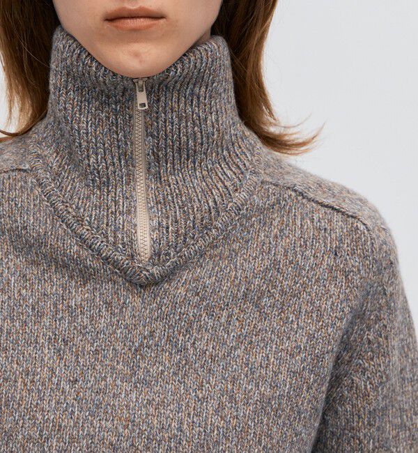 BACCA「ウールナイロンメランジ ジップアッププルオーバー」|ニット・セーター|