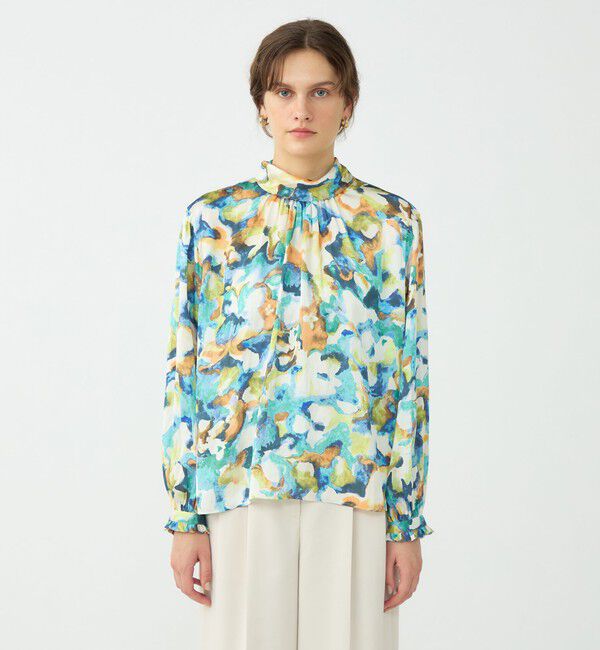 Ballsey「ミスティーフラワープリント バックリボンブラウス」|シャツ・ブラウス|