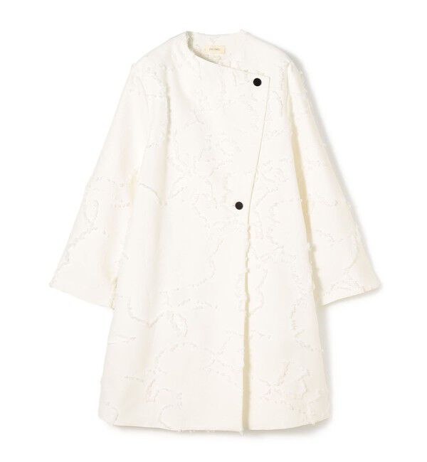 DES PRES「フリンジジャカード オープンカラーコート」|ノーカラーコート|11 ホワイト