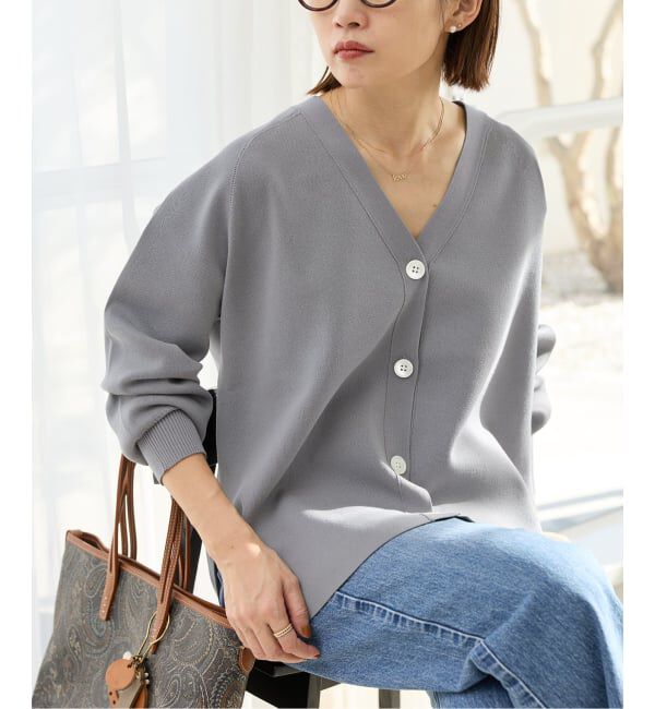IENA「《新色/追加》ファインコットンスムースVネックカーディガン」|カーディガン|
