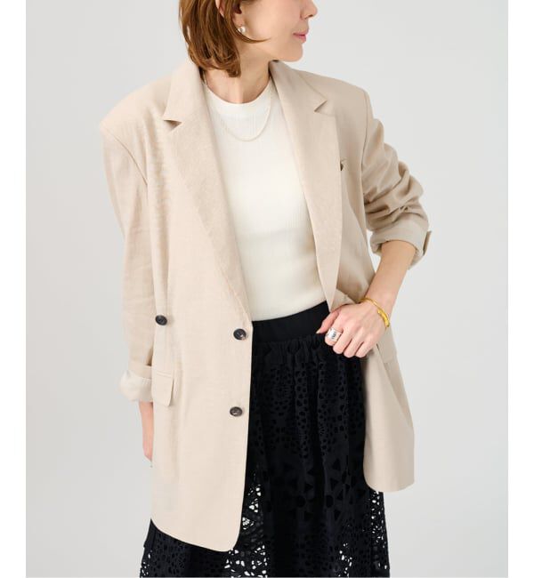 VERMEIL par iena「Clean Linen Flex ジャケット」|テーラードジャケット|ベージュ
