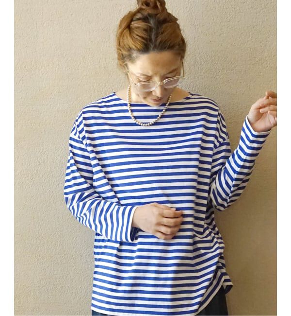 journal standard luxe「コットンボーダー ボートネックプルオーバー」|Tシャツ・カットソー|ブルー A