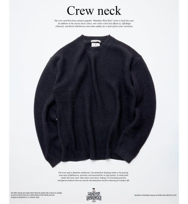 JOURNAL STANDARD relume「ハミルトン ウール ガーター クルーネック ニット」|ニット・セーター|ブラック A