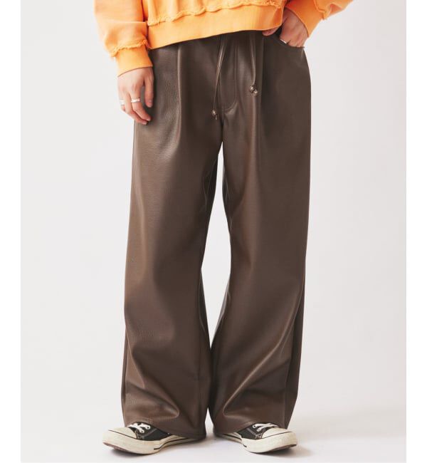 JOURNAL STANDARD relume「フェイクレザー ワイドストレート イージーパンツ」|その他|
