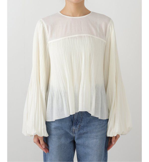 NOBLE「ファジーシフォンプリーツボリュームブラウス」|シャツ・ブラウス|