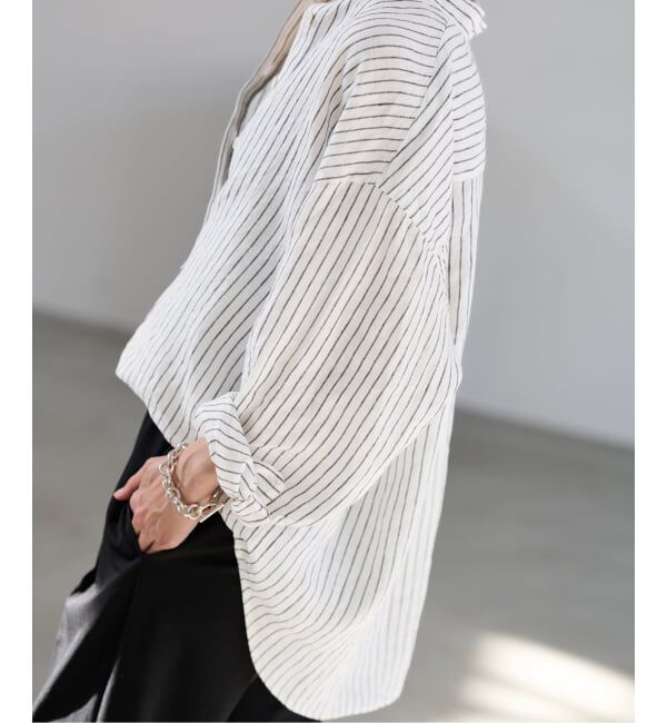 FRAMeWORK「≪追加≫フレンチリネンバンドカラーシャツ」|シャツ・ブラウス|